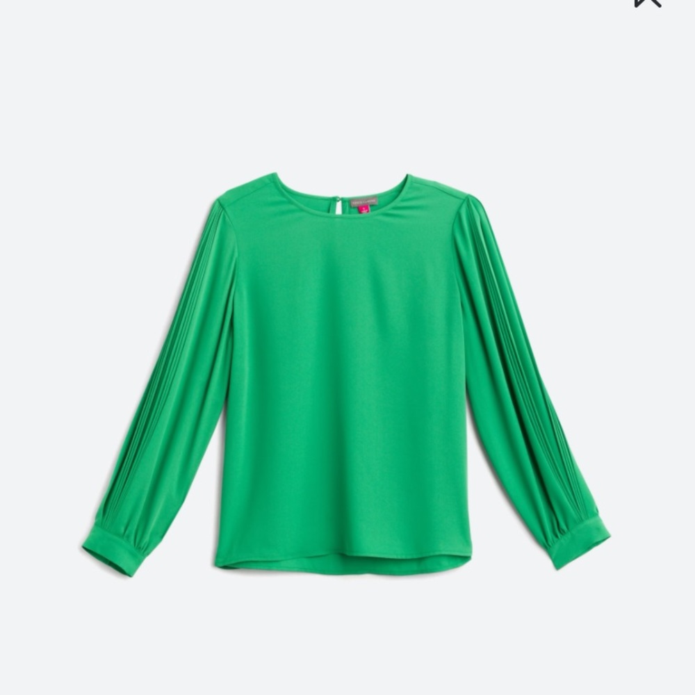 Vince Camuto green pleated blouse